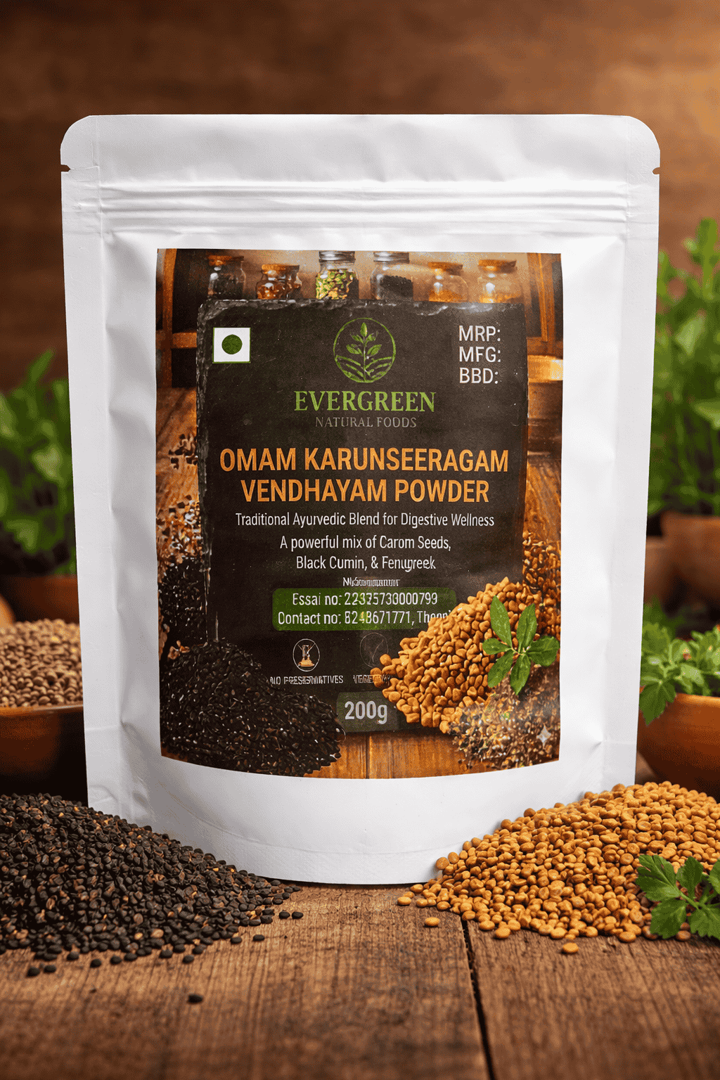 Omam Karunseeragam Vendhayam Powder – Digestive Wellness Blend (200g)